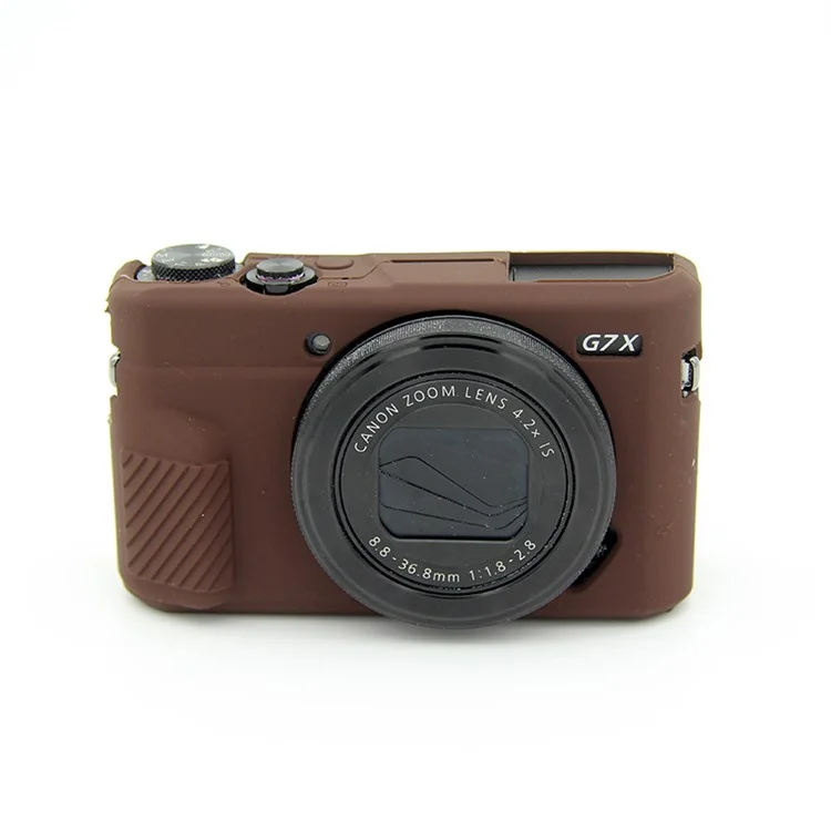 Soft Silicone Protective Housing Cover for Canon G7X Mark II - Coffee