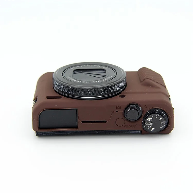 Soft Silicone Protective Housing Cover for Canon G7X Mark II - Coffee