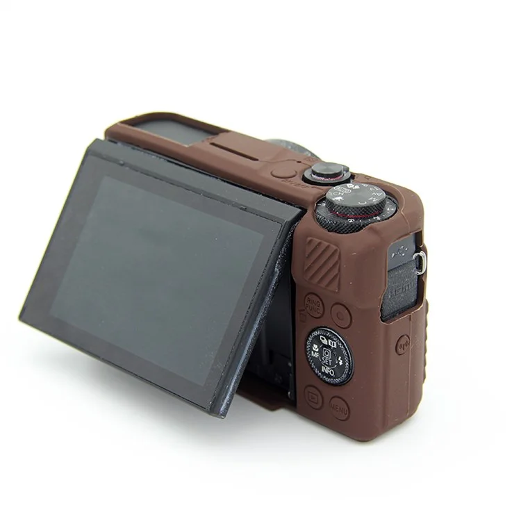 Soft Silicone Protective Housing Cover for Canon G7X Mark II - Coffee