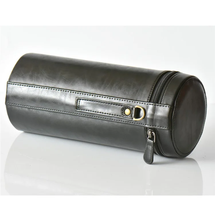 Camera Lens Bag Lens Pocket PU Leather Case for Nikon Canon Sony Fujifilm etc - Size: L / Black