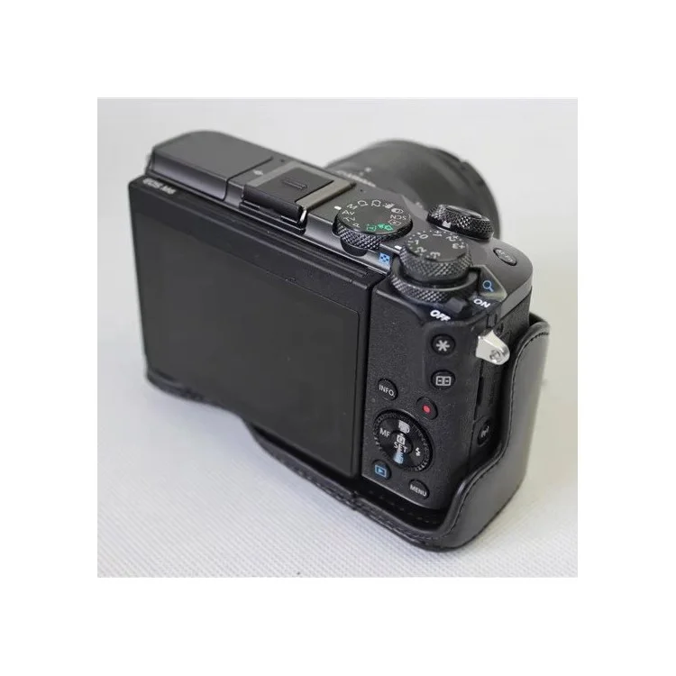 Custodia Per Fotocamera in Pelle PU Staccabile + Cinghia Per Canon EOS M6 (15-45mm) - Nero