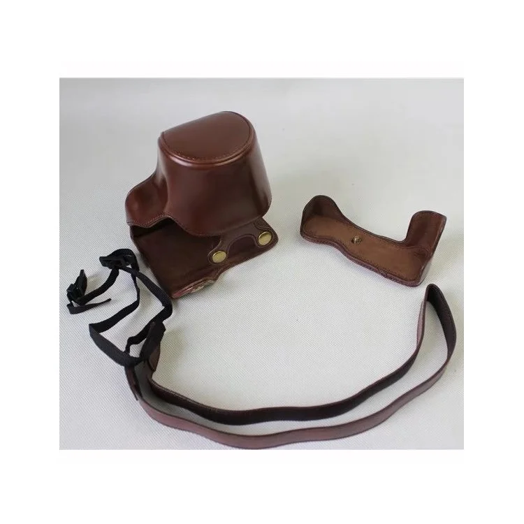 Detachable PU Leather Camera Shell + Strap for Canon EOS M6 (15-45mm) - Coffee
