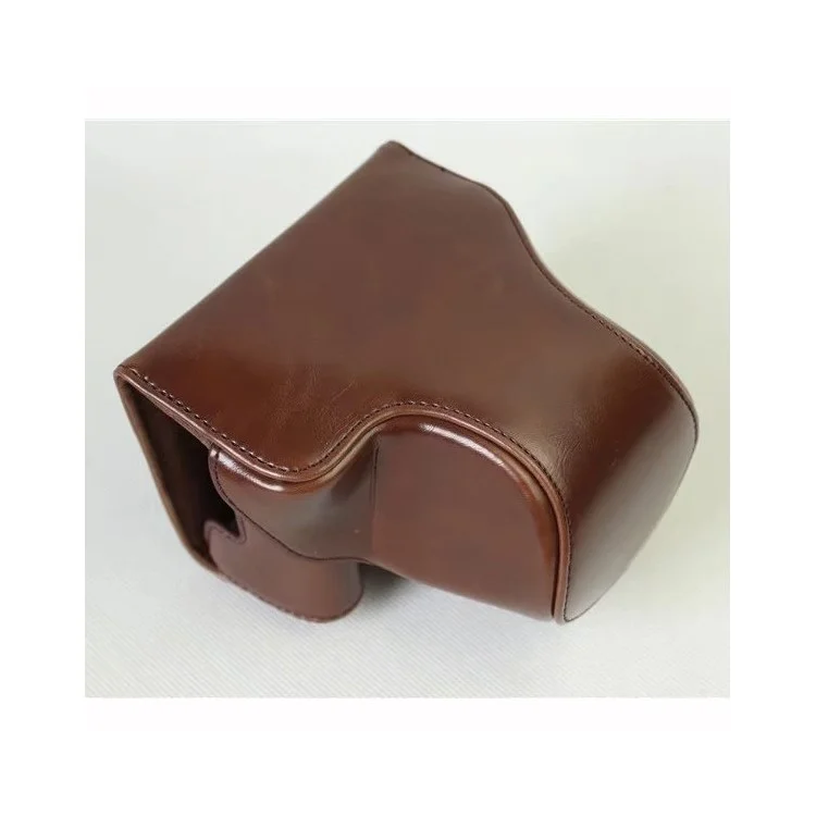 Detachable PU Leather Camera Shell + Strap for Canon EOS M6 (15-45mm) - Coffee