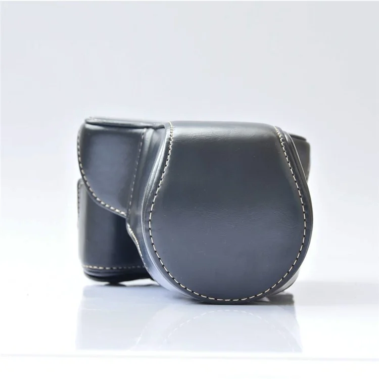 Detachable PU Leather Camera Case + Strap for Canon EOS M6 (18-55mm) - Black