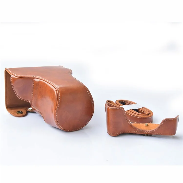 Copertina Per Fotocamera in Pelle PU Staccabile + Cinturino Per Canon EOS M6 (18-55mm) - Marrone