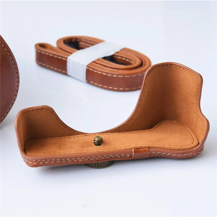 Copertina Per Fotocamera in Pelle PU Staccabile + Cinturino Per Canon EOS M6 (18-55mm) - Marrone