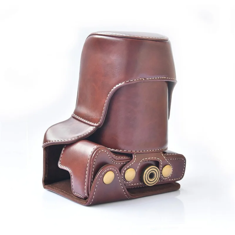 Detachable PU Leather Camera Shell + Strap for Canon EOS M6 (18-55mm) - Coffee