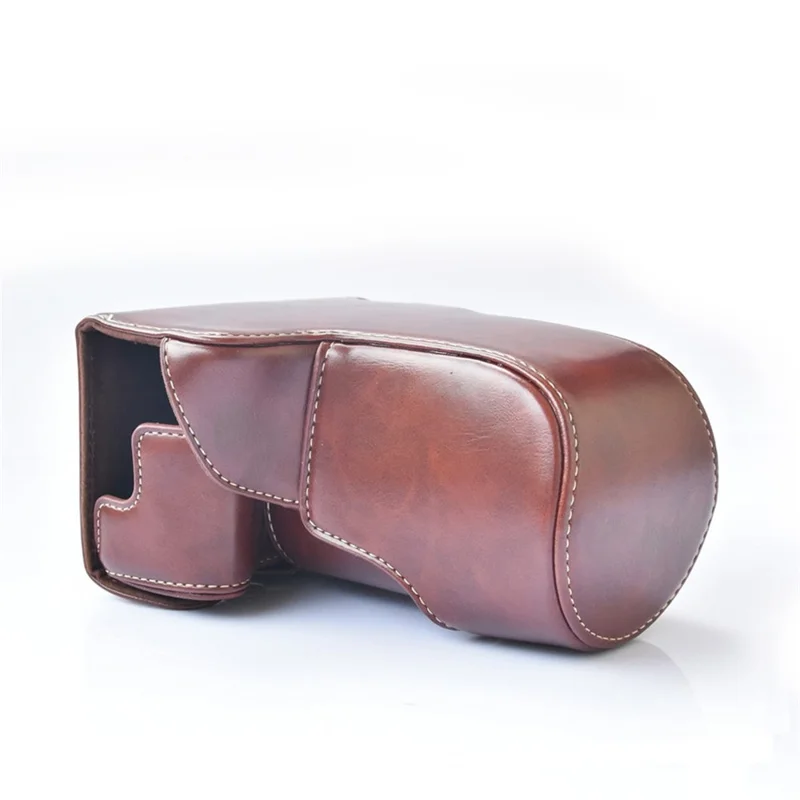 Detachable PU Leather Camera Shell + Strap for Canon EOS M6 (18-55mm) - Coffee