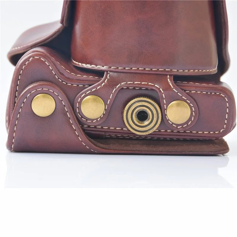 Detachable PU Leather Camera Shell + Strap for Canon EOS M6 (18-55mm) - Coffee