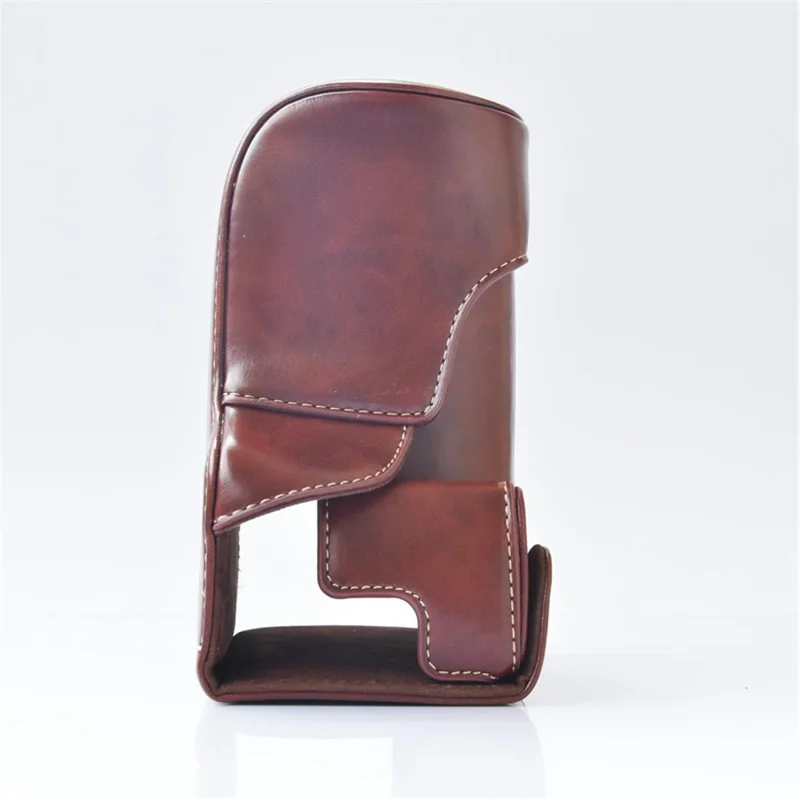 Detachable PU Leather Camera Shell + Strap for Canon EOS M6 (18-55mm) - Coffee