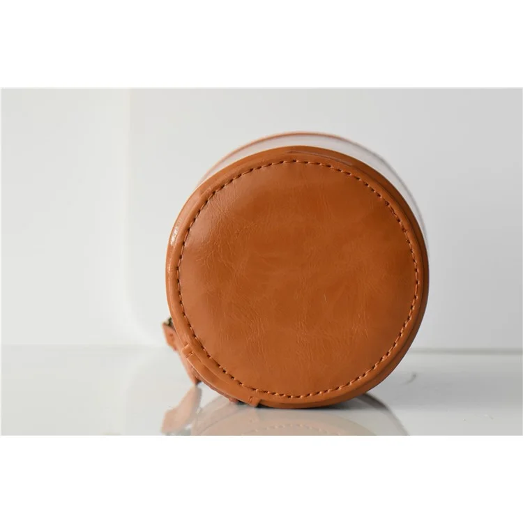 Camera Lens Bag Lens Pocket PU Leather Cover for Nikon Canon Sony Fujifilm etc - Size: S / Brown