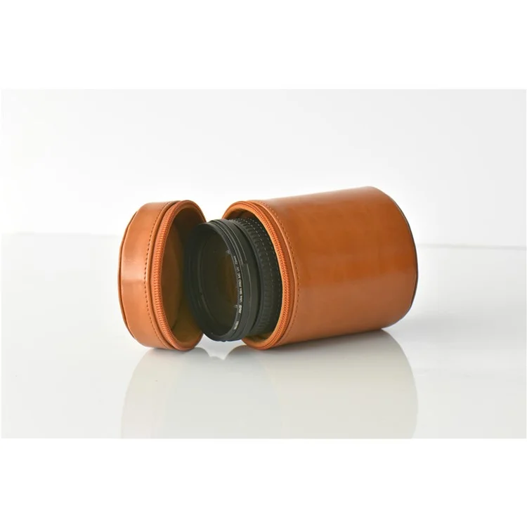 Caméra Lentilles de L'objectif de la Lentille de Poche pu en Cuir PU en Cuir Pour Nikon Canon Sony Fujifilm, Etc. - Taille: S / Brun
