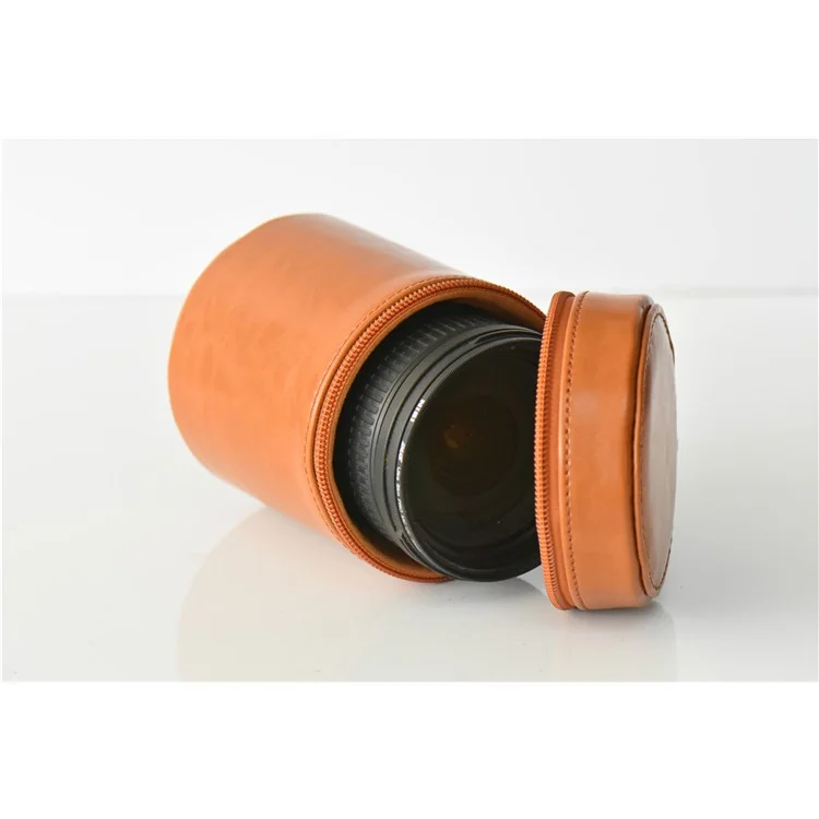 Caméra Lentilles de L'objectif de la Lentille de Poche pu en Cuir PU en Cuir Pour Nikon Canon Sony Fujifilm, Etc. - Taille: S / Brun