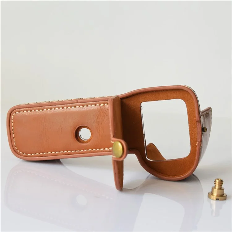 Защитный чехол PU Leather Half Bottom для камеры Sony A73/A9 - коричневый