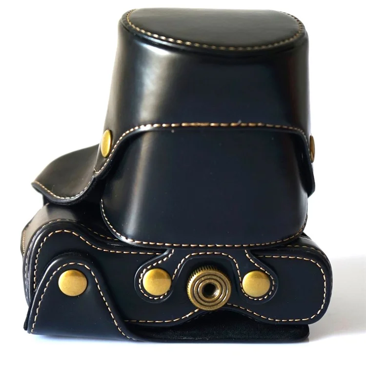 Detachable PU Leather Camera Case + Strap for Fuji Fujifilm X-T2 - Black