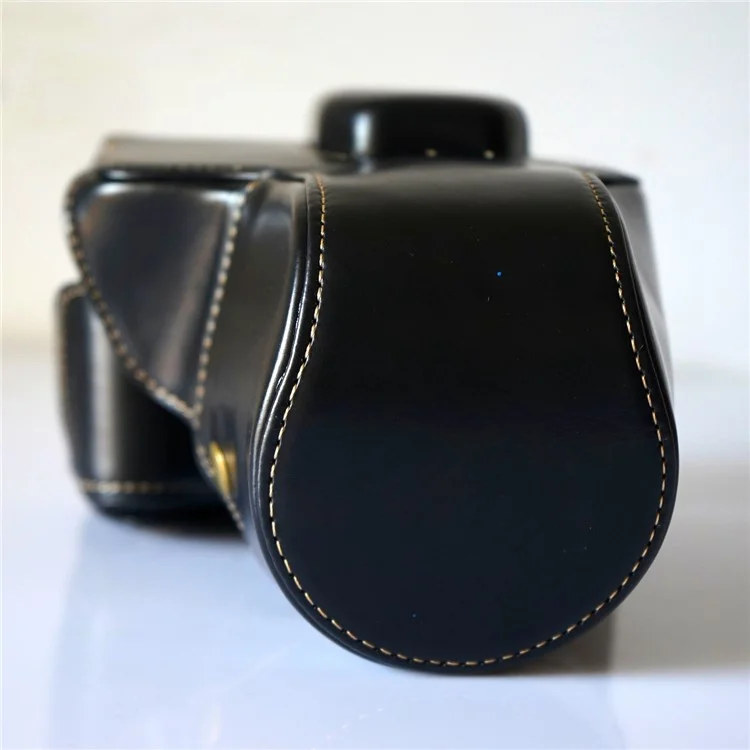Detachable PU Leather Camera Case + Strap for Fuji Fujifilm X-T2 - Black