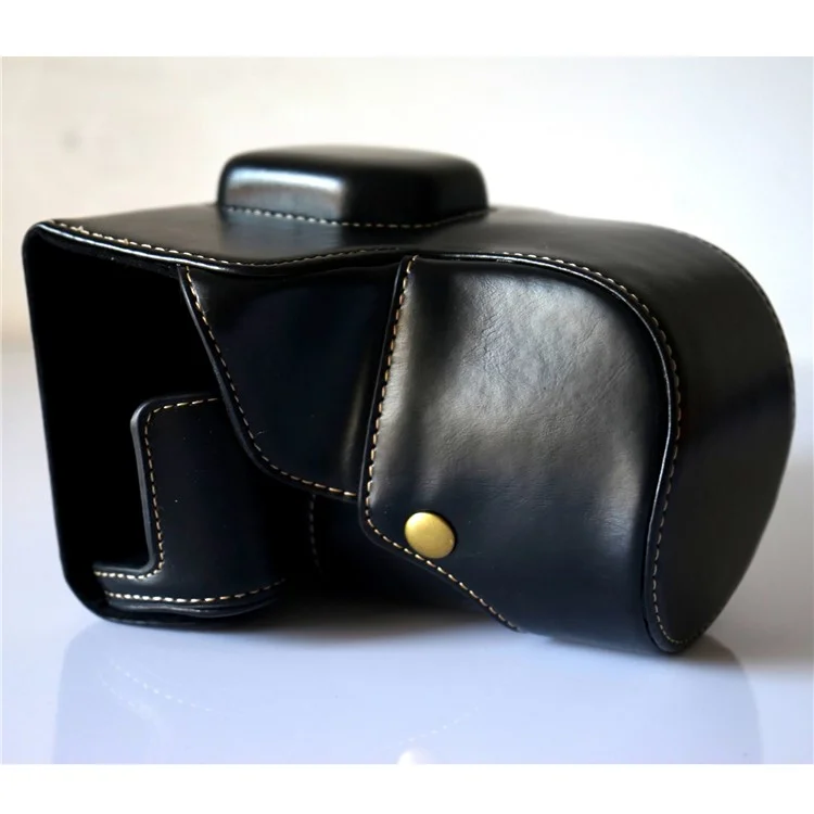 Detachable PU Leather Camera Case + Strap for Fuji Fujifilm X-T2 - Black