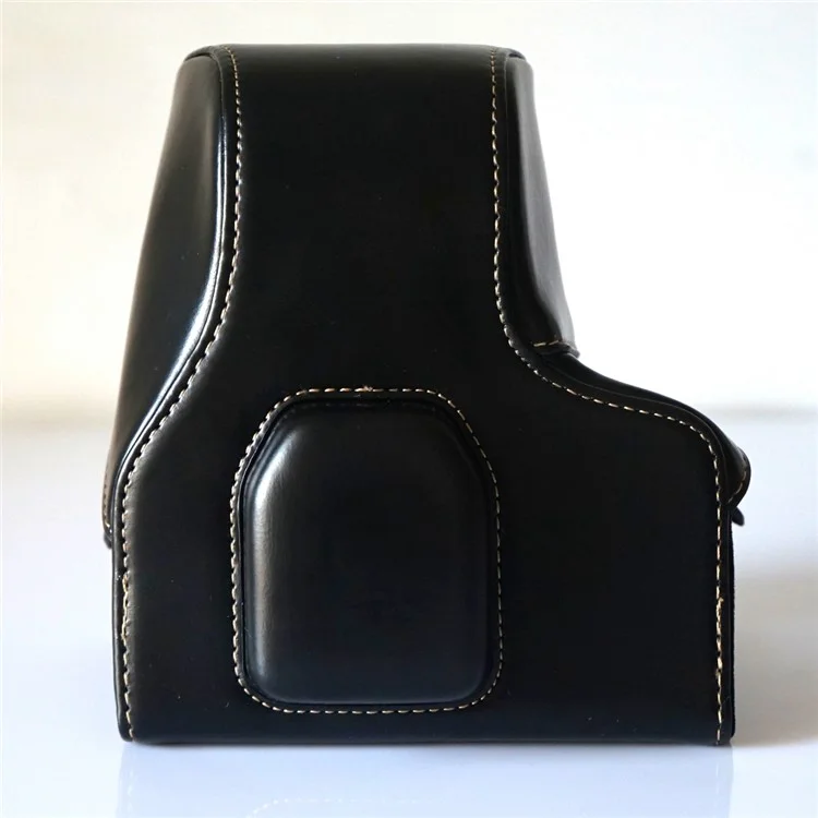 Detachable PU Leather Camera Case + Strap for Fuji Fujifilm X-T2 - Black