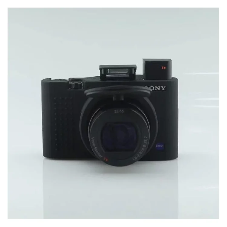 Soft Silicone Case with Camera Lens Cap for Sony RX100 III/IV/V M3 M4 M5 - Black
