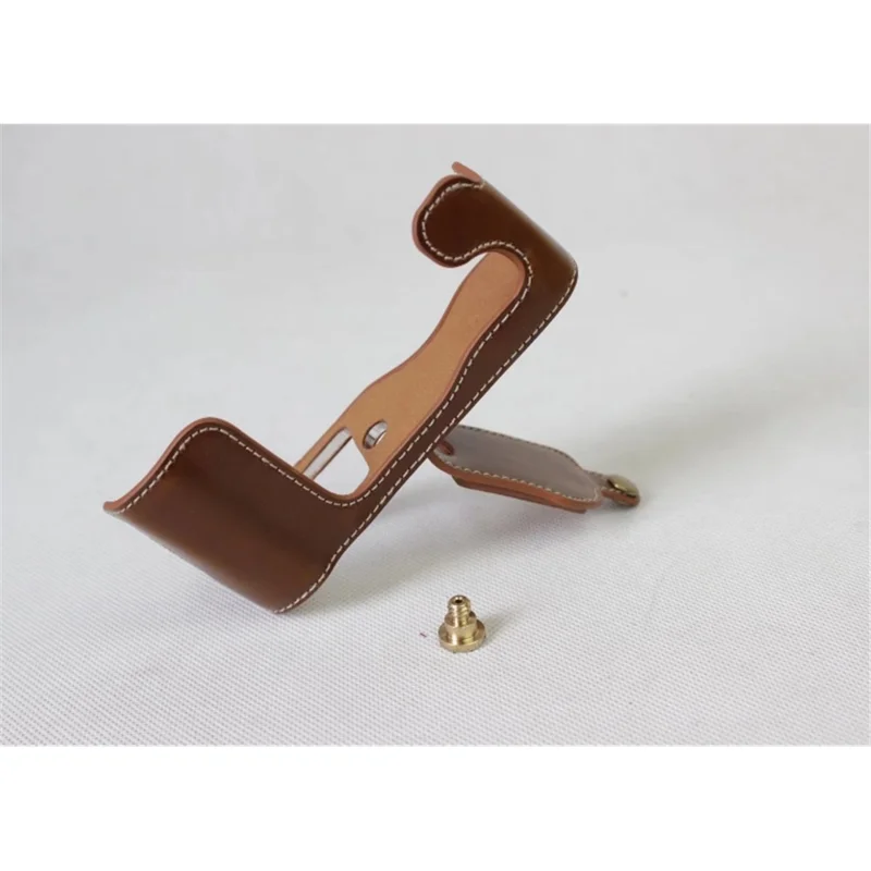 PU-läder halvskalväska för Fujifilm X-A5 digitalkamera - Brun