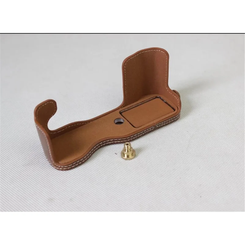 PU-läder halvskalväska för Fujifilm X-A5 digitalkamera - Brun