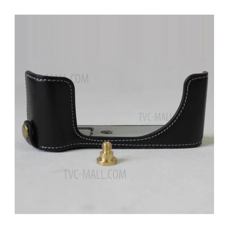 Genuine Leather Half Camera Case Bag Cover Protector for Canon G1X Mark III - Black