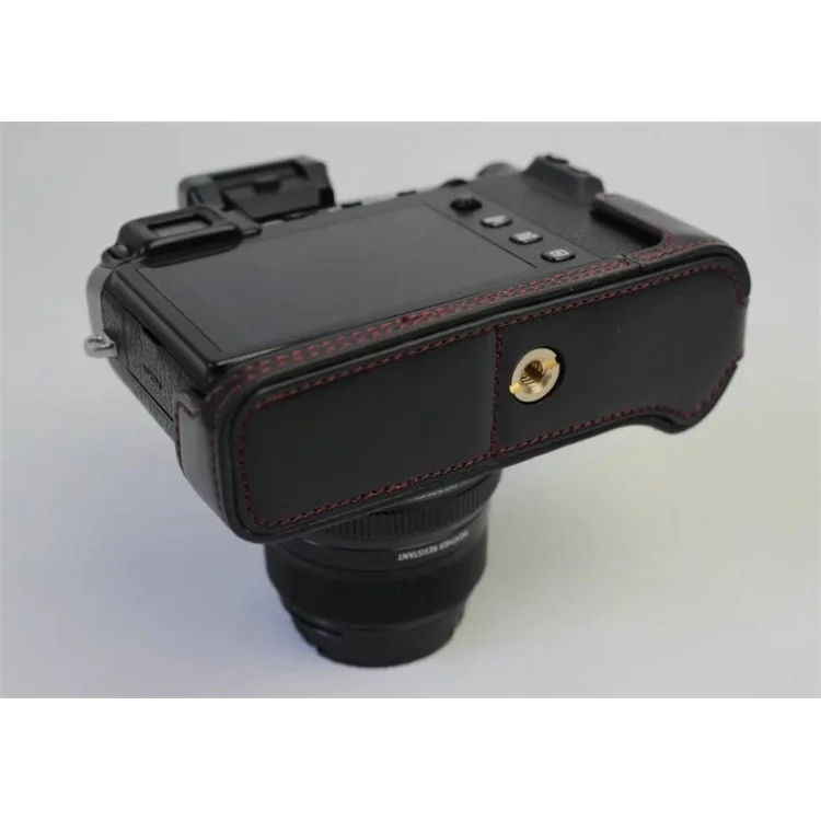 PU Leather Half Bottom Camera Protective Case for Fujifilm X-E3 - Black