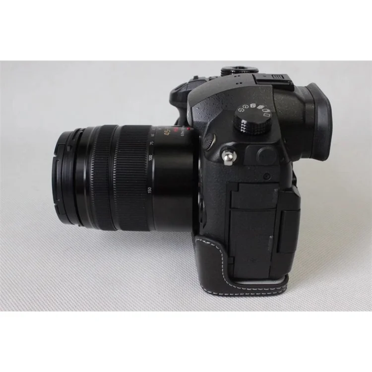 Protettore di Copertura Per Sacchetti Per Mezza Fotocamera in Pelle Vera Per Panasonic DMC-GH5GK / Fotocamera GH5 - Nero