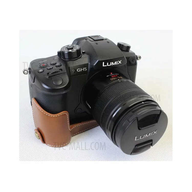 Bolsa de Caixa de Meia Câmera PU Para Panasonic Dmc-gh5gk - Castanho