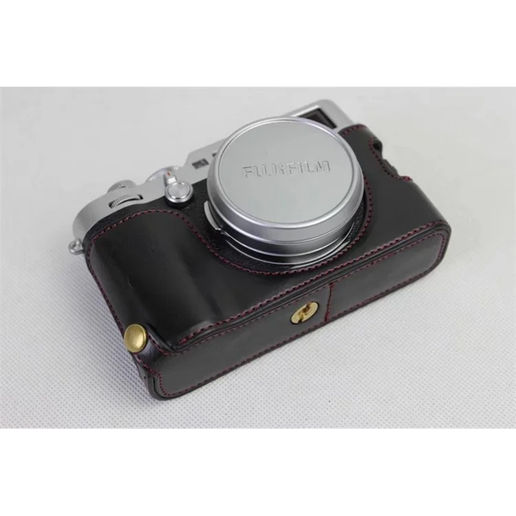 pu en Cuir Demi-caméra Pour Fujifilm X100f - le Noir