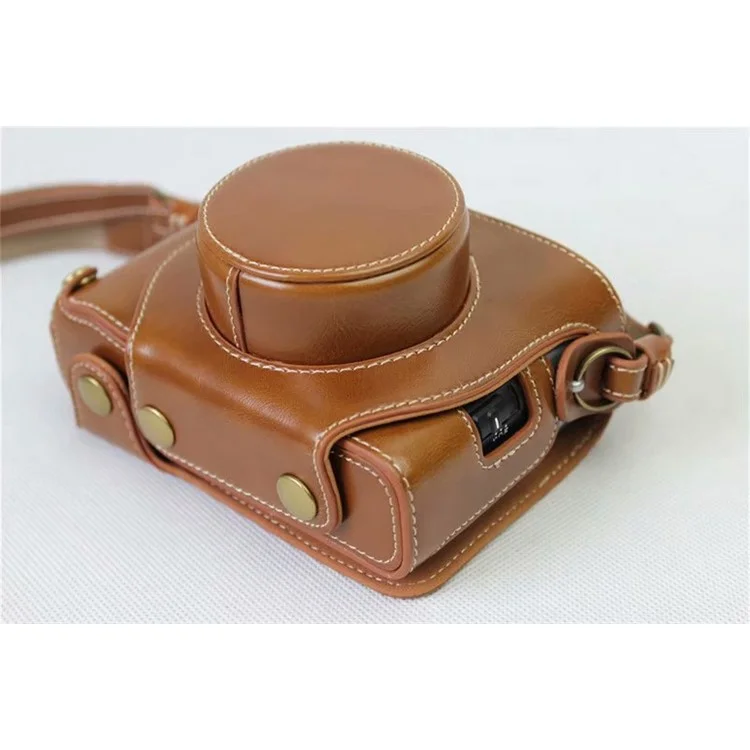 PU Leather Camera Protection Cover Bag + Strap + Camera Lens Bag for Fujifilm X100F - Brown