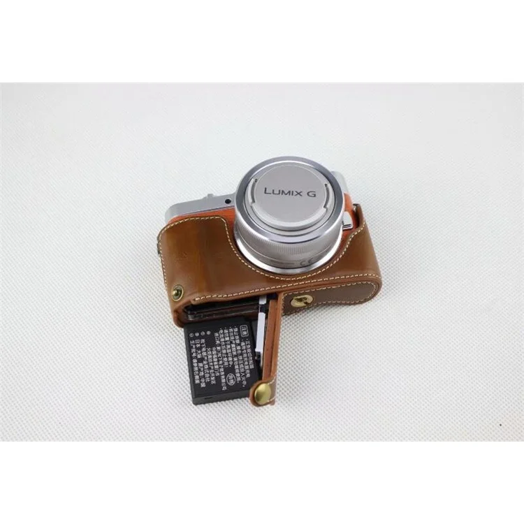 Braun - PU-Leder-Kamerahalbetui Tasche Schutzhülle für Panasonic GF7/GF8/GF9/GF10 Kamera