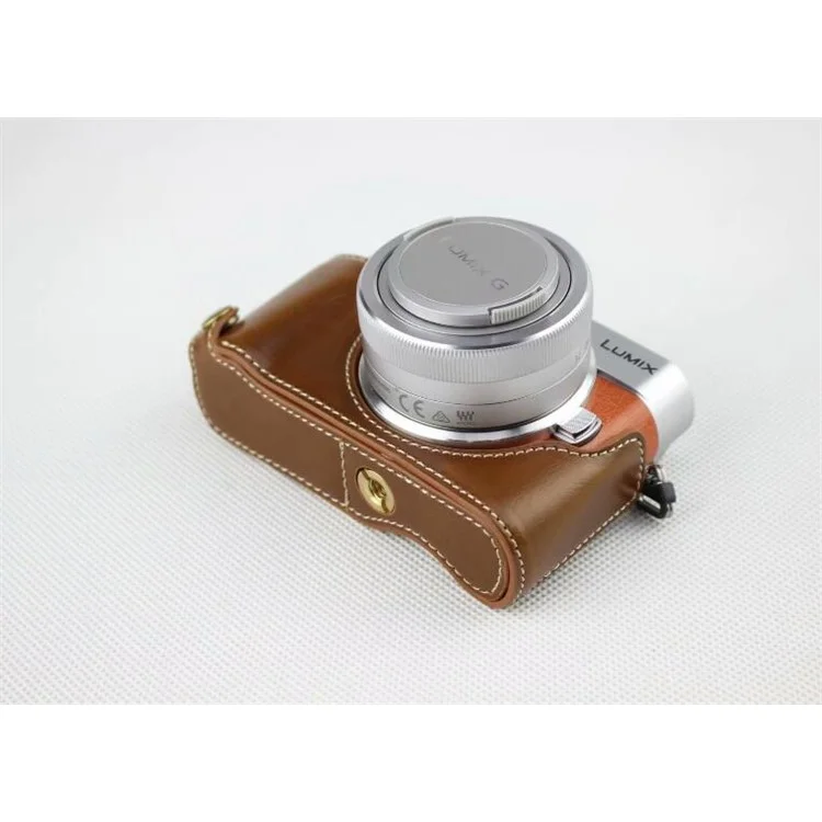 Brown - PU Leather Half Camera Case Bag Cover Protector for Panasonic GF7/GF8/GF9/GF10 Camera