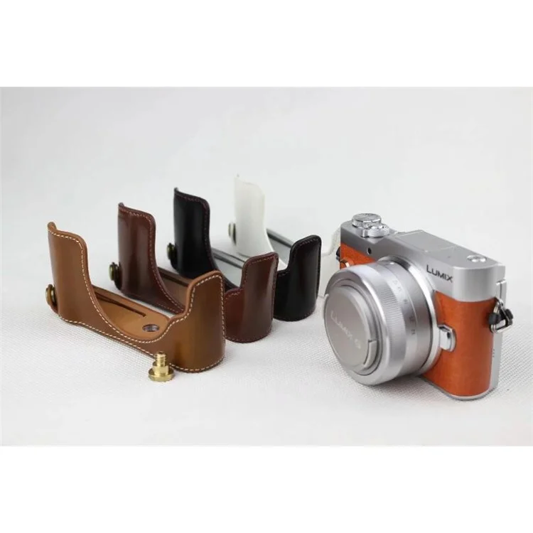 Braun - PU-Leder-Kamerahalbetui Tasche Schutzhülle für Panasonic GF7/GF8/GF9/GF10 Kamera