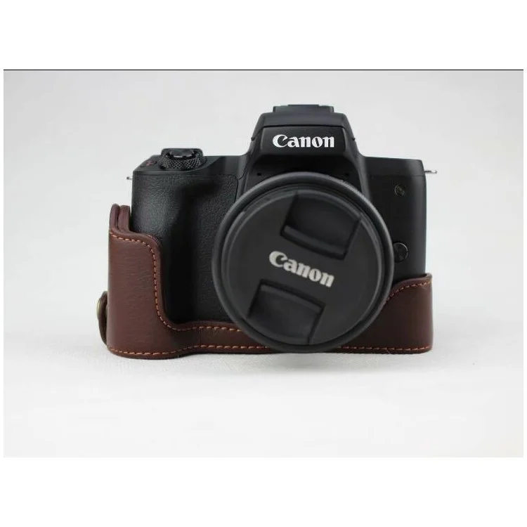Оригинальный кожаный нижний чехол для защиты камеры для Canon EOS M50 - коричневый