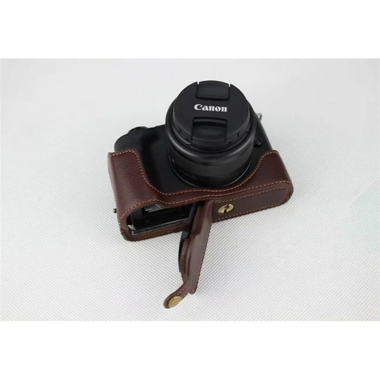 Оригинальный кожаный нижний чехол для защиты камеры для Canon EOS M50 - коричневый