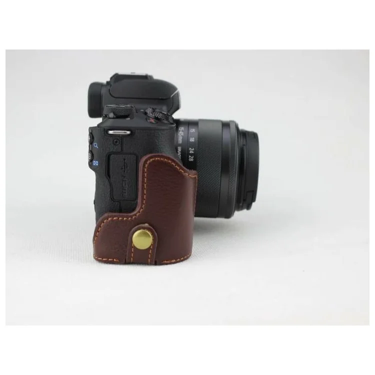 Оригинальный кожаный нижний чехол для защиты камеры для Canon EOS M50 - коричневый