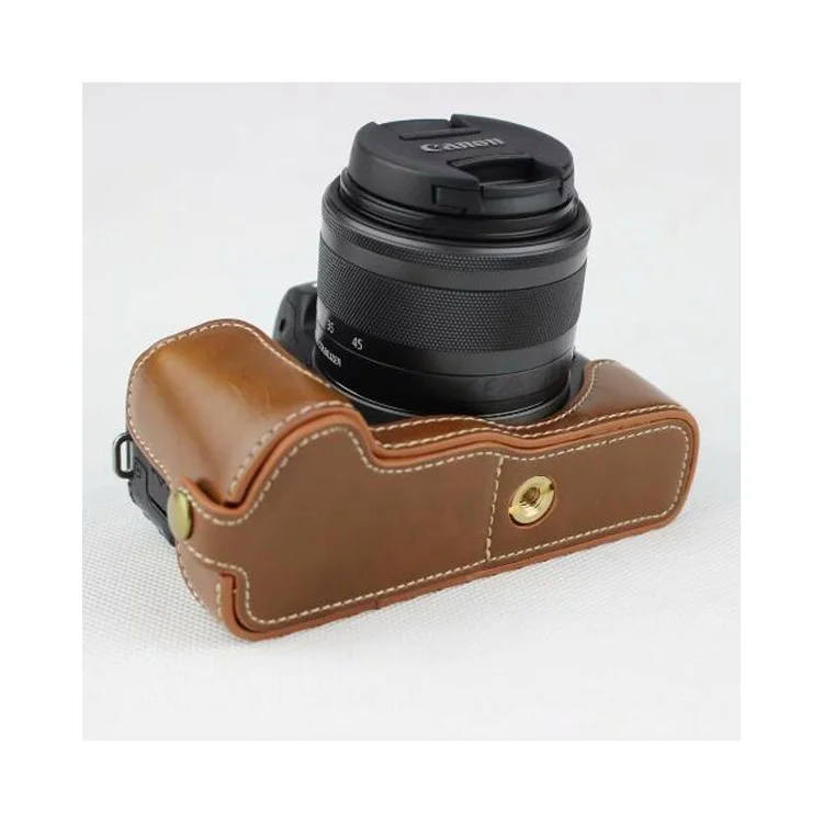 Half Camera PU Leather Protective Case for Canon EOS M50 - Brown