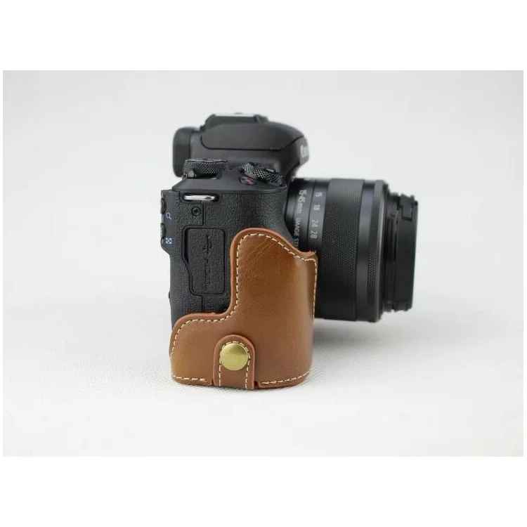 Half Camera PU Leather Protective Case for Canon EOS M50 - Brown