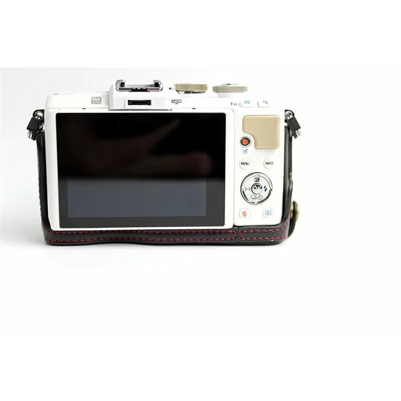 PU-læder beskyttende halv kamera beslag til Olympus E-PL7 / E-PL8 / E-PL9 - Kaffe