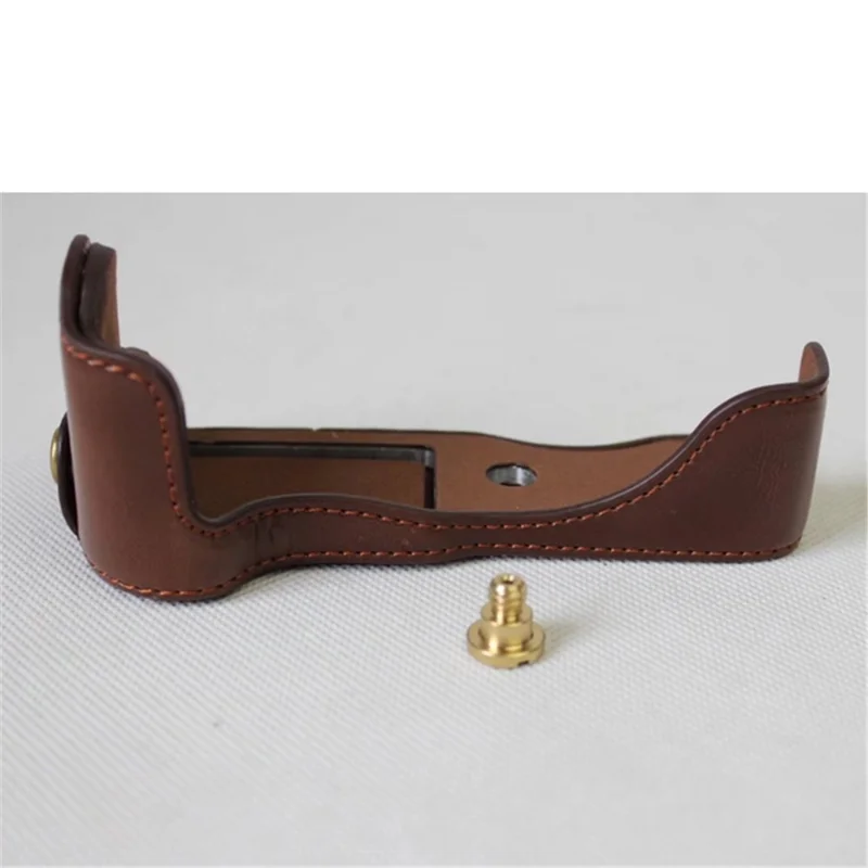 Half Camera PU Leather Protective Bottom Mount Cover for Canon EOS M6 - Coffee