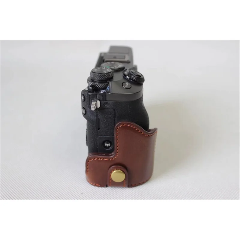 Half Camera PU Leather Protective Bottom Mount Cover for Canon EOS M6 - Coffee