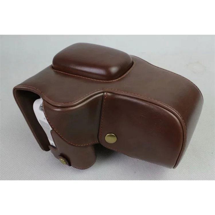 Protettore Per Borsa in Pelle PU + Cinghia + Borsa Per Obiettivo Per la Fotocamera Per Canone EOS 200d - Caffè