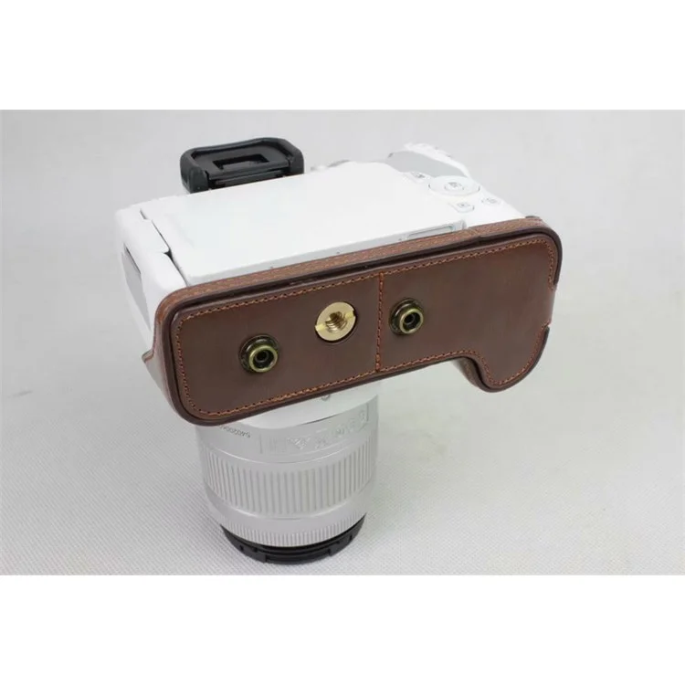 Protettore Per Borsa in Pelle PU + Cinghia + Borsa Per Obiettivo Per la Fotocamera Per Canone EOS 200d - Caffè