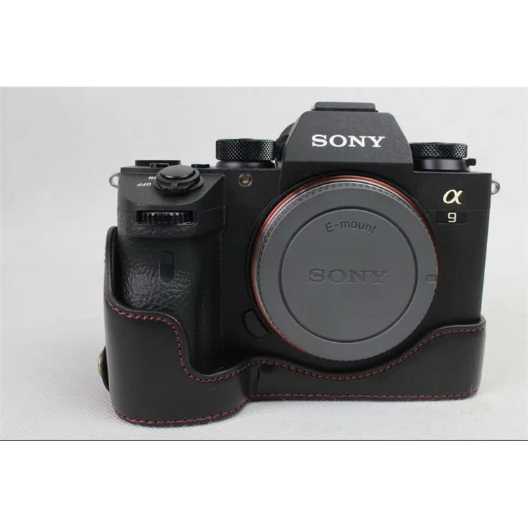 Половина Камера PU Кожаный Защитный Корпус Для Sony Ilce-9 / A9 / A7RM3 A7RIII - Черный