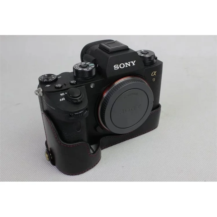 Custodia Protettiva in Pelle Per Mezza Fotocamera Per Sony ILCE-9 / A9 / A7RM3 A7RIII - Nero