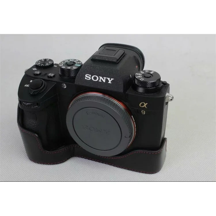 Half Camera PU Leather Protective Case for Sony ILCE-9 / A9 / A7RM3 A7RIII - Black