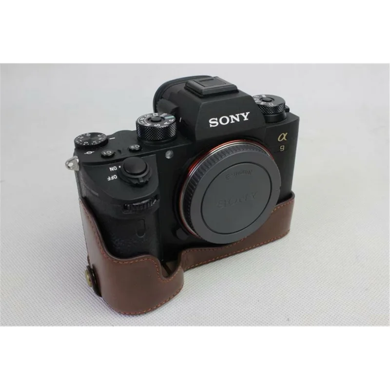 Half Camera PU Leather Protection Shell for Sony ILCE-9 / A9 / A7RM3 A7RIII - Coffee