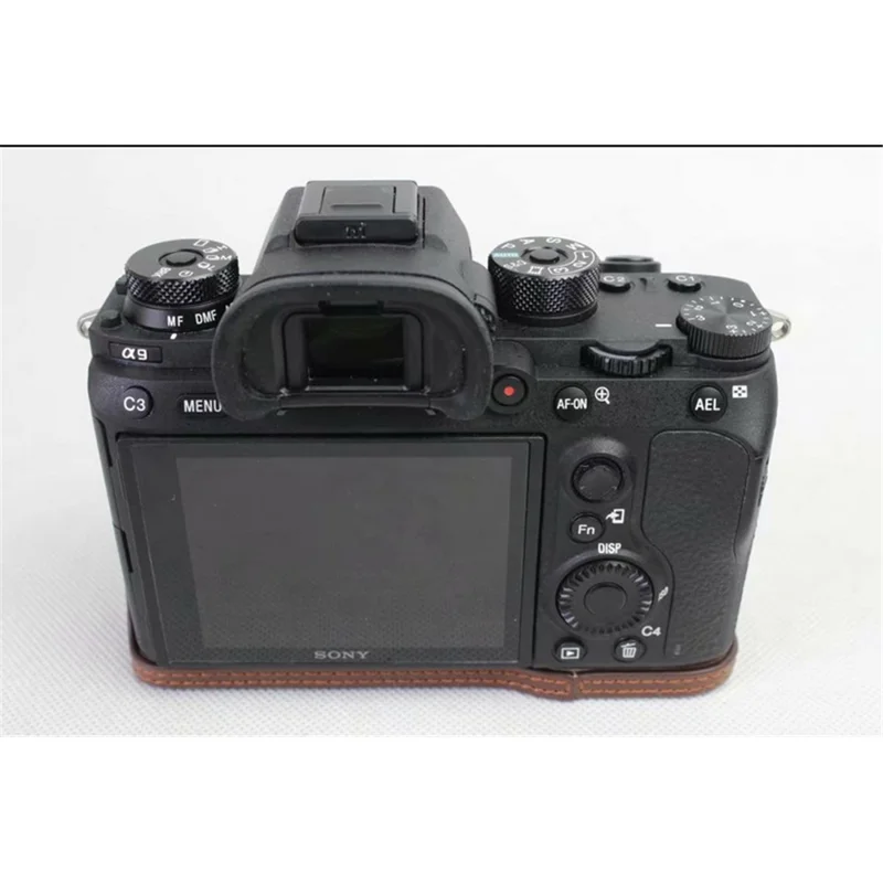 Half Camera PU Leather Protection Shell for Sony ILCE-9 / A9 / A7RM3 A7RIII - Coffee