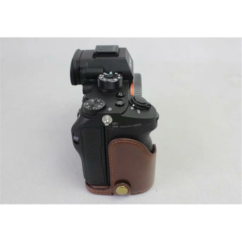 Half Camera PU Leather Protection Shell for Sony ILCE-9 / A9 / A7RM3 A7RIII - Coffee